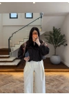 KAHVE BÜZGÜLÜ DİK YAKA BUMBER -7746