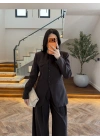 KAHVE CEP DETAY BLAZER TAKIM - 9116