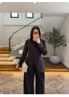 KAHVE CEP DETAY BLAZER TAKIM - 9116