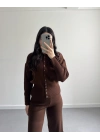 KAHVE ÇITÇITLI TRİKO TAKIM