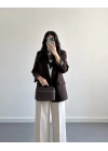 KAHVE ÇİZGİ DETAYLI BLAZER CEKET