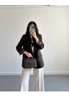 KAHVE ÇİZGİ DETAYLI BLAZER CEKET