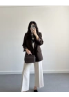 KAHVE ÇİZGİ DETAYLI BLAZER CEKET