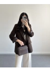 KAHVE ÇİZGİ DETAYLI BLAZER CEKET
