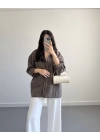 KAHVE ÇİZGİLİ PREMİUM TENSEL GÖMLEK