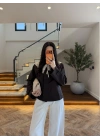 KAHVE DANTEL YAKA DETAY KISA TRENÇ-7776