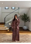 KAHVE DESENLİ SATEN TAKIM-51471