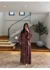 KAHVE DESENLİ SATEN TAKIM-51471