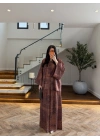 KAHVE DESENLİ SATEN TAKIM-51471