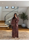 KAHVE DESENLİ SATEN TAKIM-51471