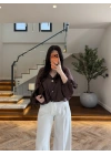 KAHVE DİK YAKALI BUMBER CEKET-9775