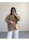 KAHVE DÜŞÜK OMUZLU GÖMLEK