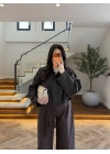 KAHVE EKOSE PİLELİ BUMBER CEKET -7840