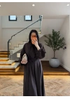 KAHVE FULAR DETAY ELBİSE -2348
