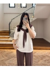 KAHVE FULAR DETAYLI PANTOLON TAKIM-4116