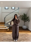 KAHVE GARNİLİ BOMBER PANTOLON TAKIM-51458