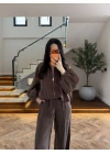 KAHVE GARNİLİ BOMBER PANTOLON TAKIM-51458