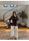 KAHVE GENİŞ YAKA TUNİK-5528