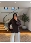 KAHVE GENİŞ YAKA TUNİK-5528