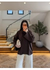 KAHVE GENİŞ YAKA TUNİK-5528