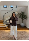 KAHVE GENİŞ YAKA TUNİK-5528