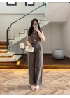 KAHVE GOLD DÜĞMELİ TAKIM -9177