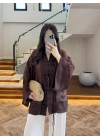 KAHVE İP BAĞCIKLI BRODELİ GÖMLEK -5096