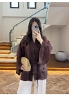 KAHVE İP BAĞCIKLI BRODELİ GÖMLEK -5096