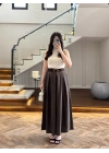 KAHVE KEMERLİ ETEKLİ PANTOLON-51354