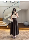 KAHVE KEMERLİ ETEKLİ PANTOLON-51354
