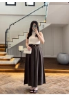 KAHVE KEMERLİ ETEKLİ PANTOLON-51354