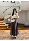 KAHVE KEMERLİ ETEKLİ PANTOLON-51354