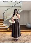 KAHVE KEMERLİ ETEKLİ PANTOLON-51354