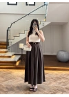 KAHVE KEMERLİ ETEKLİ PANTOLON-51354
