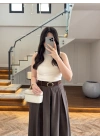 KAHVE KEMERLİ ETEKLİ PANTOLON-51354