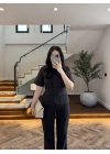 KAHVE KEMERLİ İSPANYOL PAÇA PANTOLON TAKIM -9214