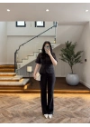 KAHVE KEMERLİ İSPANYOL PAÇA PANTOLON TAKIM -9214