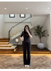 KAHVE KEMERLİ İSPANYOL PAÇA PANTOLON TAKIM -9214