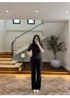 KAHVE KEMERLİ İSPANYOL PAÇA PANTOLON TAKIM -9214