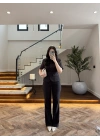 KAHVE KEMERLİ İSPANYOL PAÇA PANTOLON TAKIM -9214