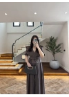 KAHVE KETEN FIRFIR DETAY BLUZ -5507