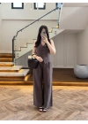 KAHVE KETEN YELEK TAKIM -9144