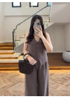 KAHVE KETEN YELEK TAKIM -9144