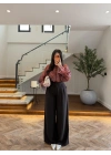 KAHVE-KİREMİT DESENLİ KOLU BÜZGÜLÜ GÖMLEK -EU5236