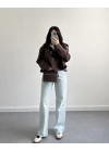 KAHVE KISA VOLANLI TRENÇKOT E7534