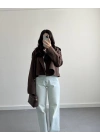 KAHVE KISA VOLANLI TRENÇKOT E7534