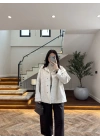 KAHVE KONTRAST YAKA EKOSE CEKET-7763