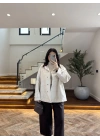 KAHVE KONTRAST YAKA EKOSE CEKET-7763