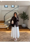 KAHVE KRUVAZE VOLAN DETAY CEKET-7733