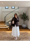 KAHVE KRUVAZE VOLAN DETAY CEKET-7733